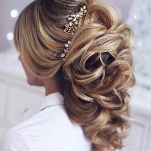 Embellished Caramel Blonde Chignon Bridal Hairstyles (Photo 6 of 20)
