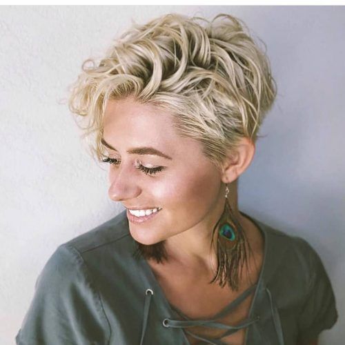 Blonde Pixie Haircuts With Curly Bangs (Photo 14 of 20)
