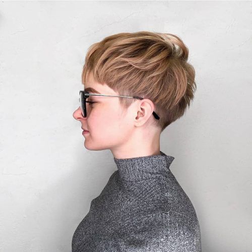 Undercut Blonde Pixie Hairstyles With Dark Roots (Photo 4 of 20)
