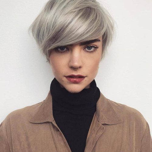 Silver Pixie Haircuts With Side Swept Bangs (Photo 16 of 20)