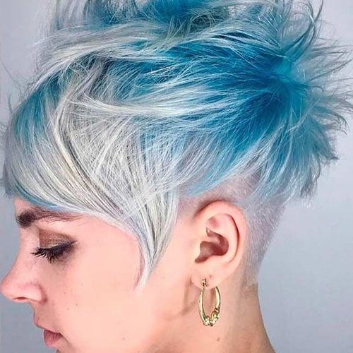 Blue Punky Pixie Hairstyles With Undercut (Photo 14 of 20)