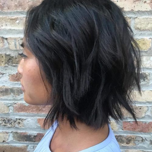 Black Angled Bob Hairstyles With Shaggy Layers (Photo 4 of 20)