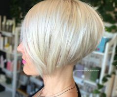 2024 Popular Stacked Sleek White Blonde Bob Haircuts