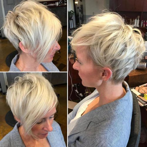 Disheveled Blonde Pixie Haircuts With Elongated Bangs (Photo 1 of 20)