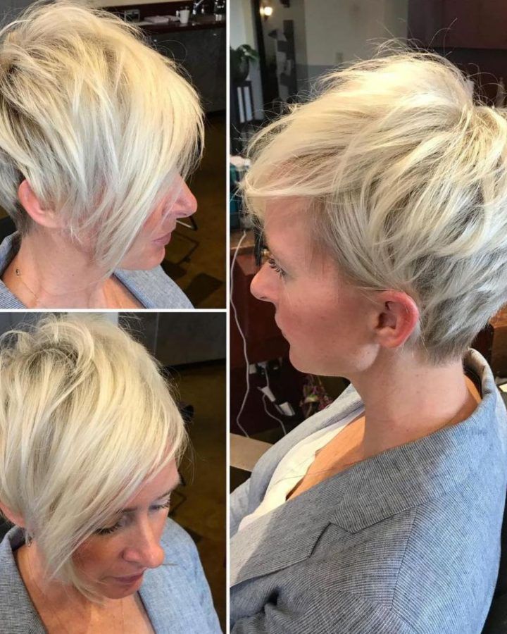 2024 Popular Disheveled Blonde Pixie Haircuts with Elongated Bangs