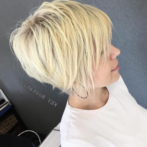 Sunny Blonde Finely Chopped Pixie Haircuts (Photo 1 of 20)