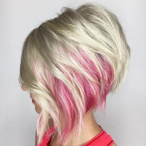 Extreme Angled Bob Haircuts With Pink Peek-A-Boos (Photo 1 of 20)