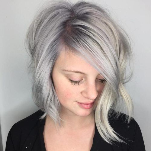 Side-Parted Asymmetrical Gray Bob Hairstyles (Photo 2 of 20)