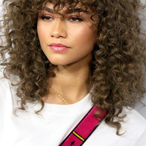 Side Swept Curls And Draped Bangs Hairstyles (Photo 4 of 20)