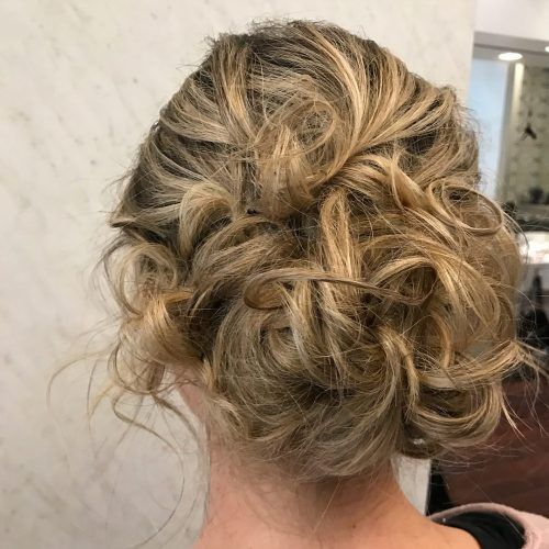 Messy Updo Hairstyles With Free Curly Ends (Photo 17 of 20)