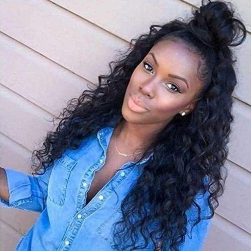Medium Length Wavy Hairstyles With Top Knot (Photo 14 of 20)