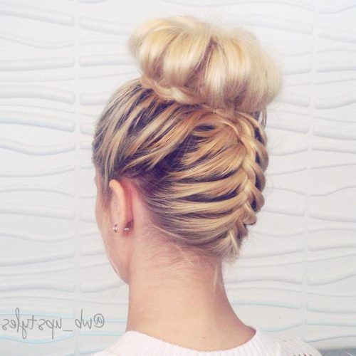 Updo Hairstyles With 2-Strand Braid And Curls (Photo 14 of 20)