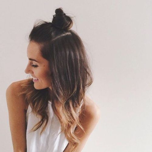 Medium Length Wavy Hairstyles With Top Knot (Photo 1 of 20)