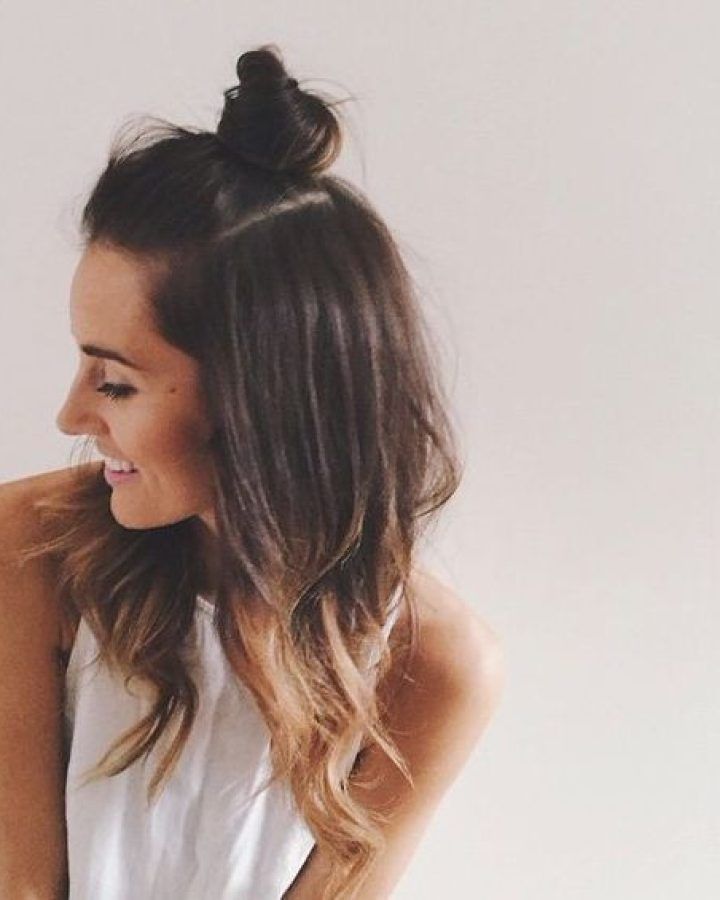 20 Collection of Medium Length Wavy Hairstyles with Top Knot