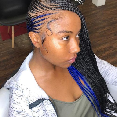 Blue And Black Cornrows Braid Hairstyles (Photo 8 of 20)
