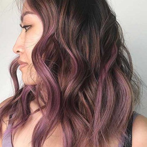 Brunette To Mauve Ombre Hairstyles For Long Wavy Bob (Photo 15 of 20)