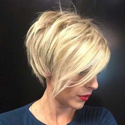 Blonde Pixie Haircuts With Short Angled Layers (Photo 12 of 15)