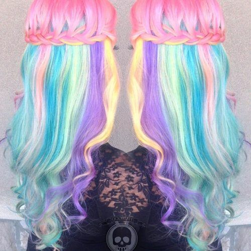 Cotton Candy Colors Blend Mermaid Braid Hairstyles (Photo 2 of 20)