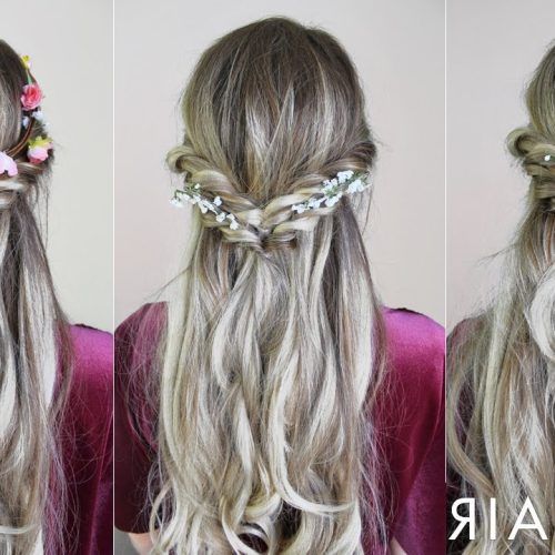 Curled Floral Prom Updos (Photo 9 of 20)