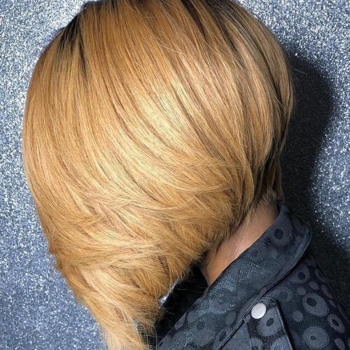 Feathered Golden Brown Bob Hairstyles (Photo 9 of 20)