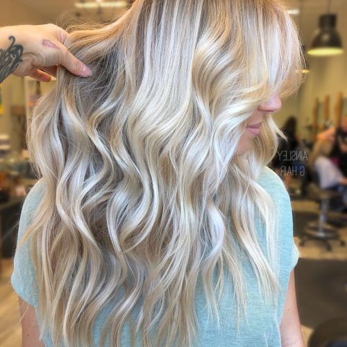 Golden Blonde Balayage On Long Curls Hairstyles (Photo 3 of 20)