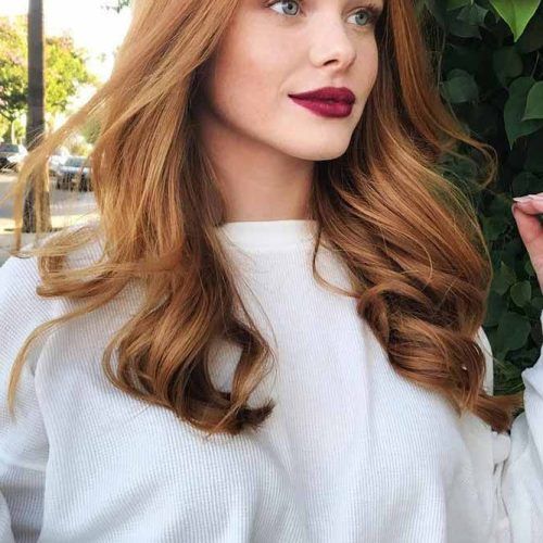 Long Dark Brown Curls Hairstyles With Strawberry Blonde Accents (Photo 6 of 20)