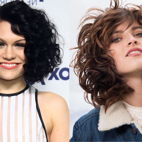 Curly Brunette Bob Hairstyles With Bangs (Photo 15 of 20)