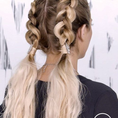 Double French Braid Crown Ponytail Hairstyles (Photo 12 of 20)