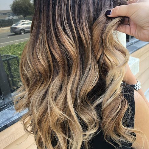 Golden Blonde Balayage On Long Curls Hairstyles (Photo 8 of 20)