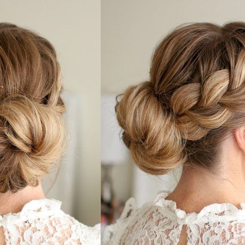 Low Braided Bun With A Side Braid (Photo 7 of 15)