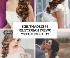 2024 Popular Wedding Hairstyles for Long Hair with Side Swept