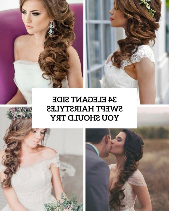 2024 Popular Wedding Hairstyles for Long Hair with Side Swept