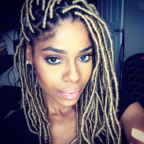 Blonde Faux Locs Hairstyles With Braided Crown (Photo 10 of 20)