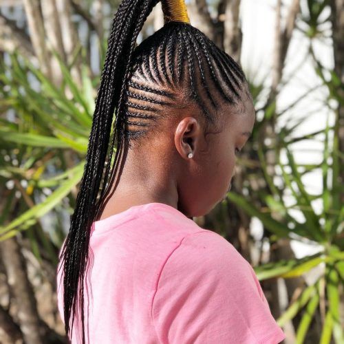 Ponytail Braid Hairstyles With Thin And Thick Cornrows (Photo 9 of 20)