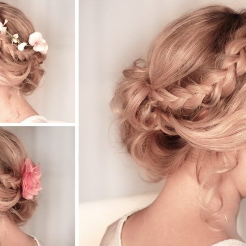 Braided Updo Hairstyle With Curls For Short Hair (Photo 1 of 15)