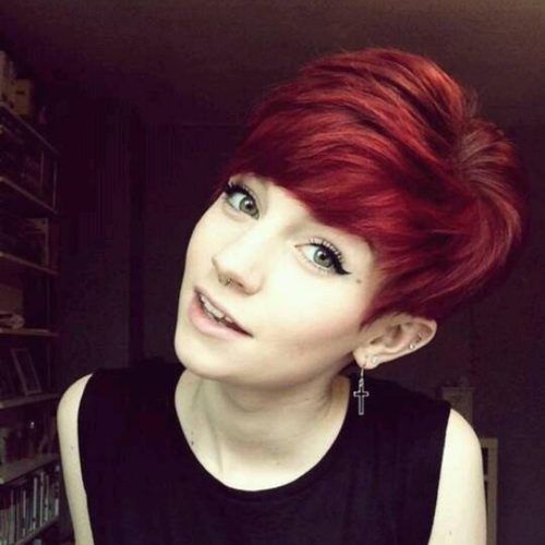 Black Choppy Pixie Hairstyles With Red Bangs (Photo 19 of 20)