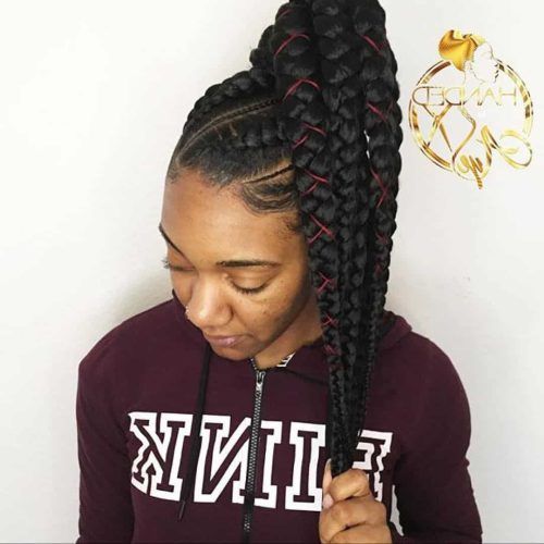 Ponytail Braid Hairstyles With Thin And Thick Cornrows (Photo 13 of 20)