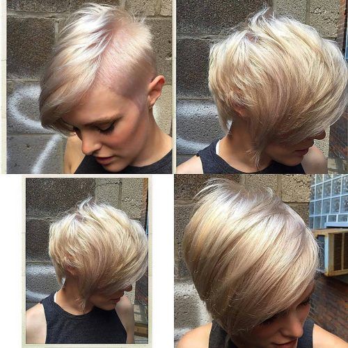 Side Parted White Blonde Pixie Bob Haircuts (Photo 2 of 20)