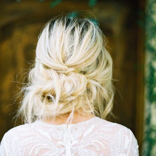 Embellished Caramel Blonde Chignon Bridal Hairstyles (Photo 10 of 20)
