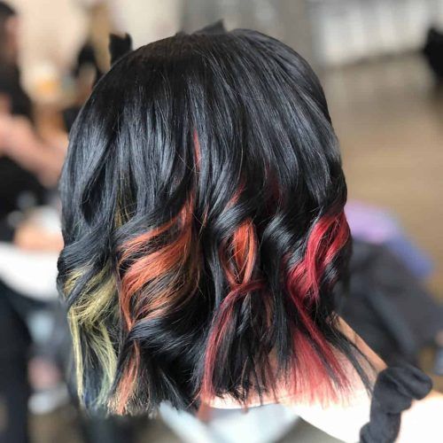 Black Twists Hairstyles With Red And Yellow Peekaboos (Photo 6 of 20)