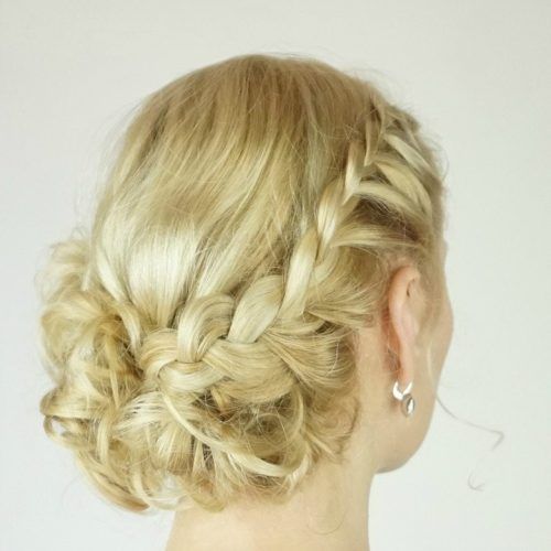 Braided Updo Hairstyle With Curls For Short Hair (Photo 14 of 15)