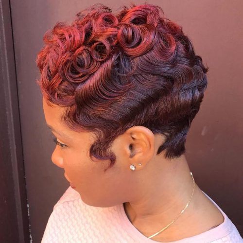 Dark Red Highlighted Finger Coils Hairstyles (Photo 13 of 20)