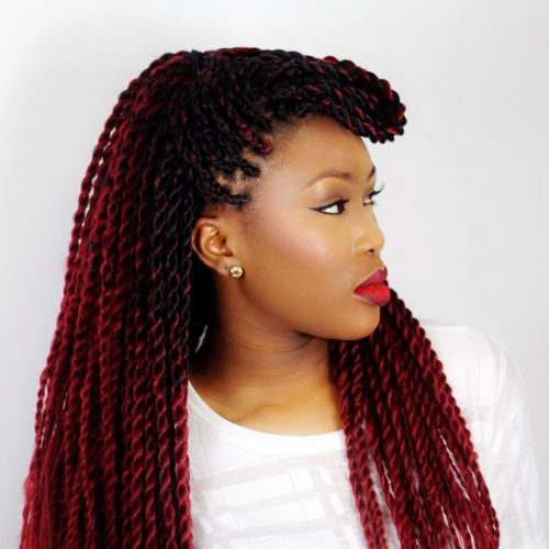 Black Twists Hairstyles With Red And Yellow Peekaboos (Photo 9 of 20)