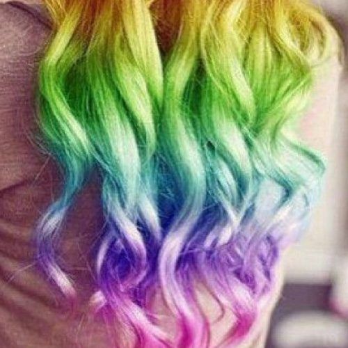 Pastel Rainbow-Colored Curls Hairstyles (Photo 13 of 20)