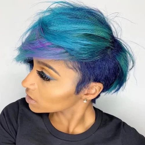 Blue Punky Pixie Hairstyles With Undercut (Photo 10 of 20)