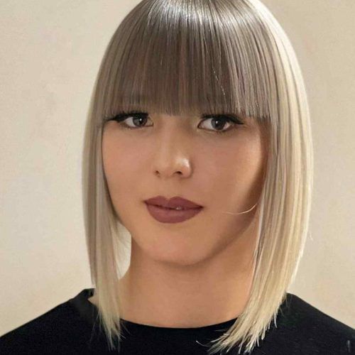 One Length Bob Hairstyles With Long Bangs (Photo 9 of 20)