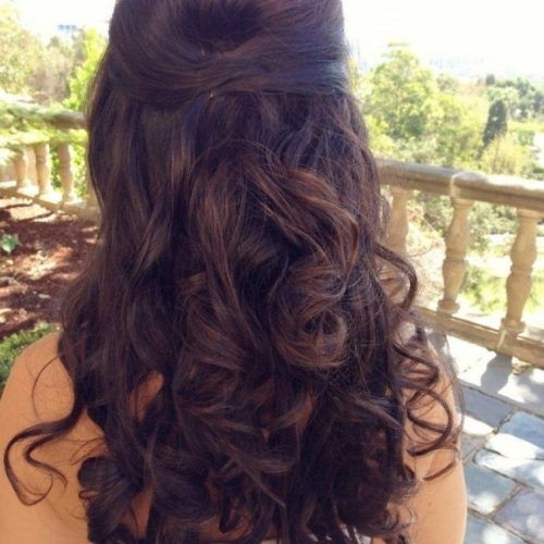 Hair Half Up Half Down Wedding Hairstyles Long Curly (Photo 1 of 15)