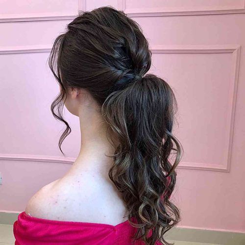 Chic Ponytail Updo For Long Curly Hair (Photo 8 of 15)