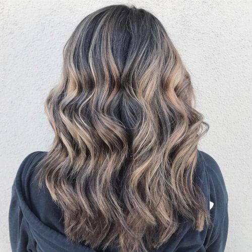 Dark Brown Hair Hairstyles With Silver Blonde Highlights (Photo 14 of 20)