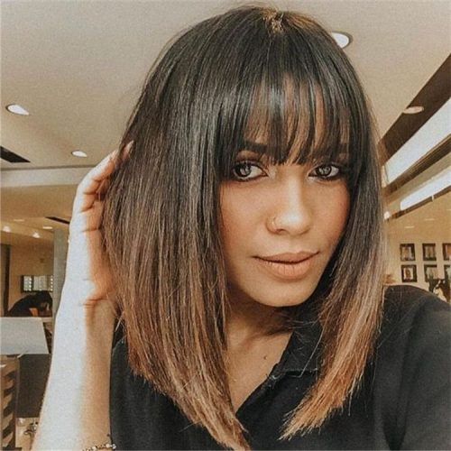 Blunt Lob Haircuts With Straight Bangs (Photo 7 of 20)